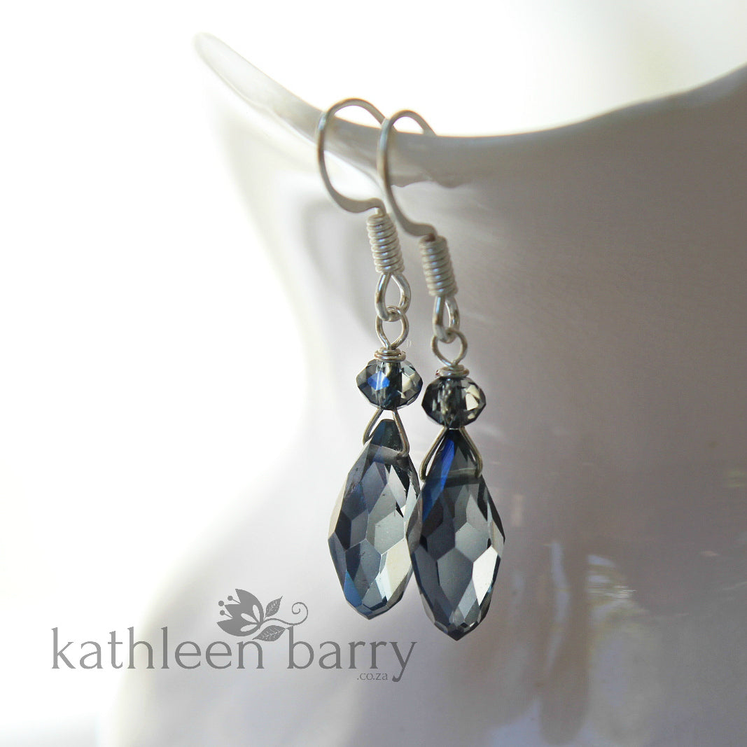 Navy blue cheap crystal earrings