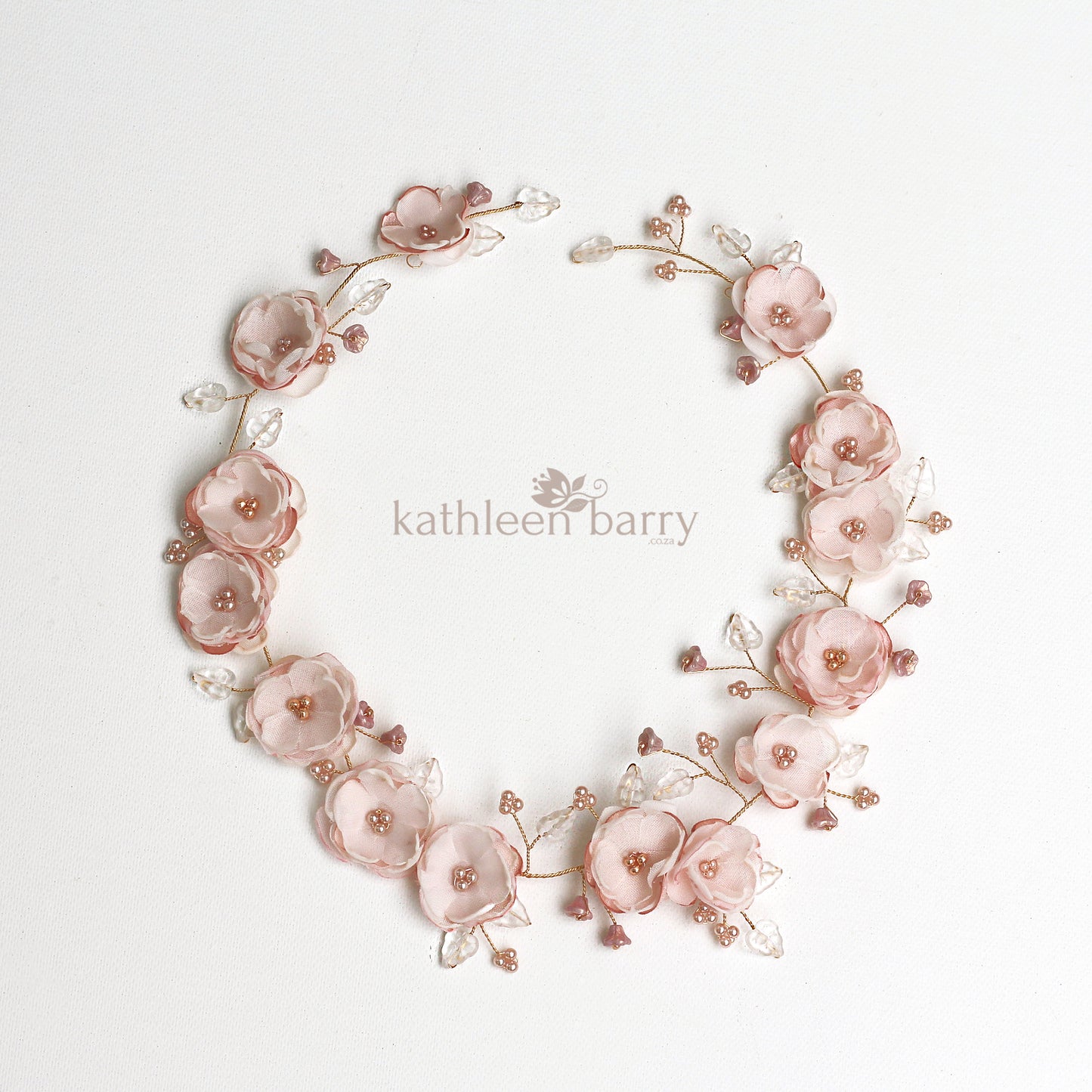 Ariana Rose gold handmade flower wreath blush pink - color options available