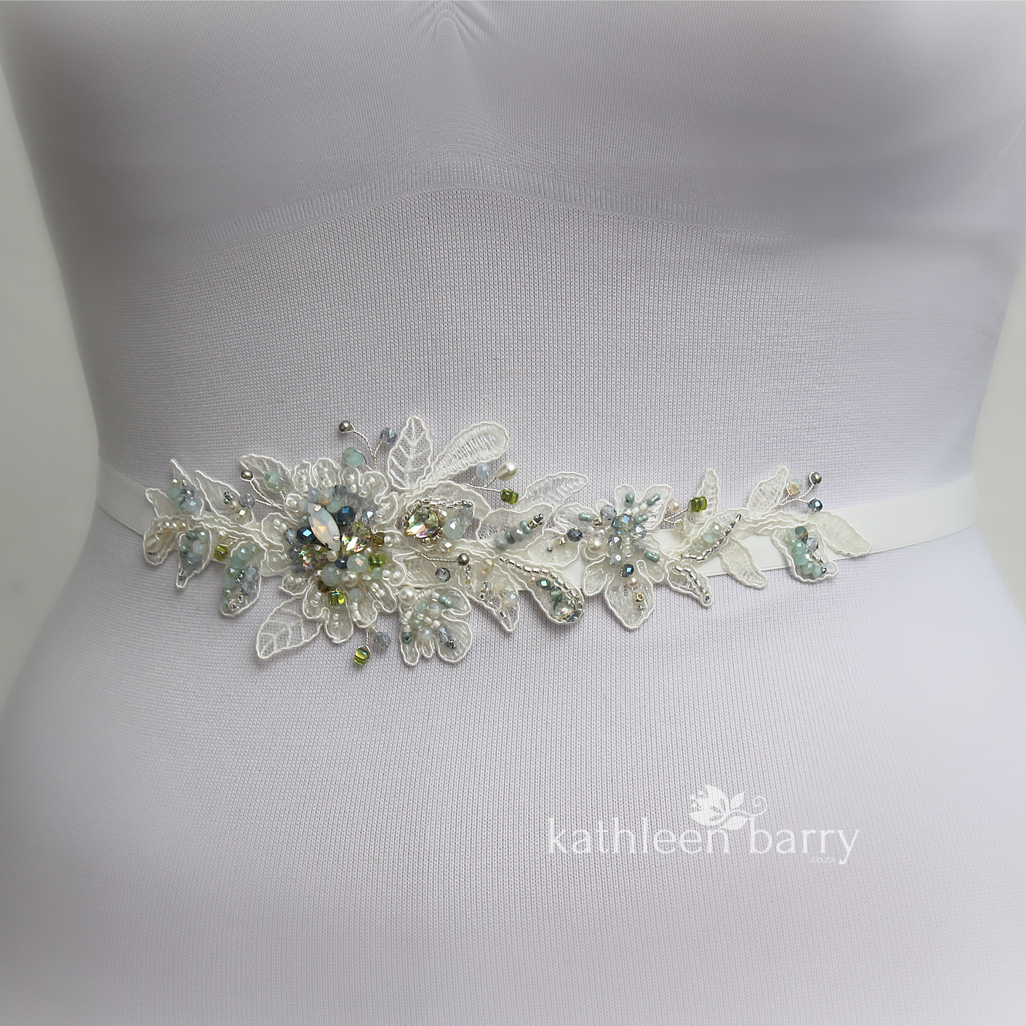Ana dainty lace hair clip - sage green & pale blues - custom colors to order (two styles available)
