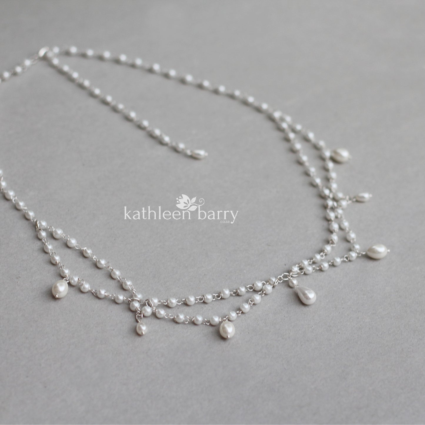 Anita - Bohemian Bride pearl crystal head chain - Available in silver, rose gold or gold