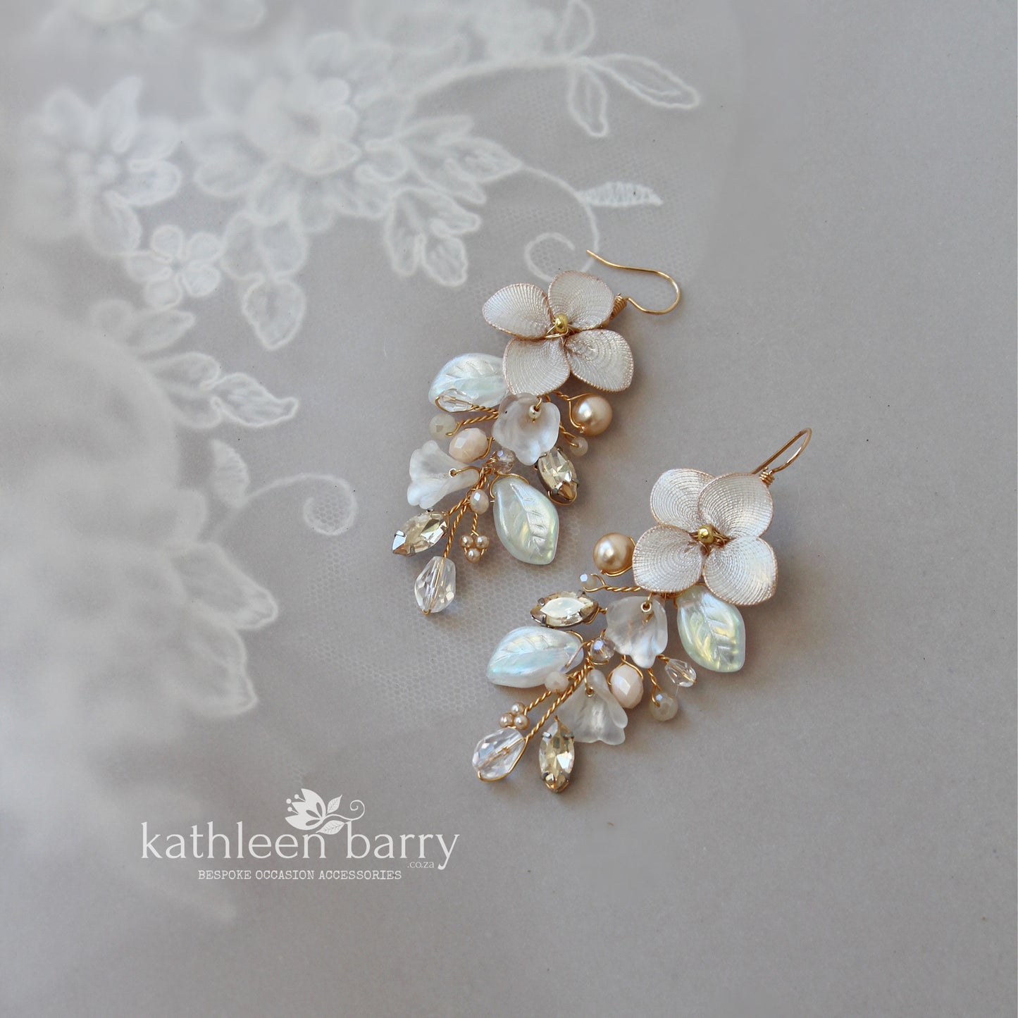 Cecile floral statement earrings - Floral, rhinestone and crystal & pearl- assorted colors available