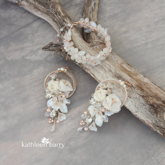 Chanel floral hoop earrings - Custom colors to order, avalable in Rose gold, gold & Silver