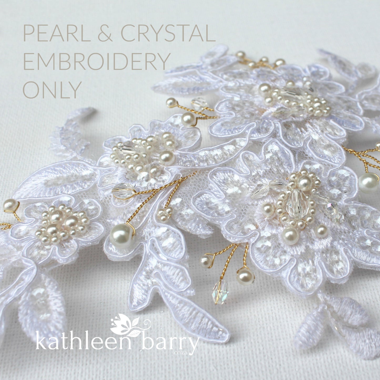 Ciara Lace bridal hairpiece clip - Lace, pearl and metallics (optional) colors available