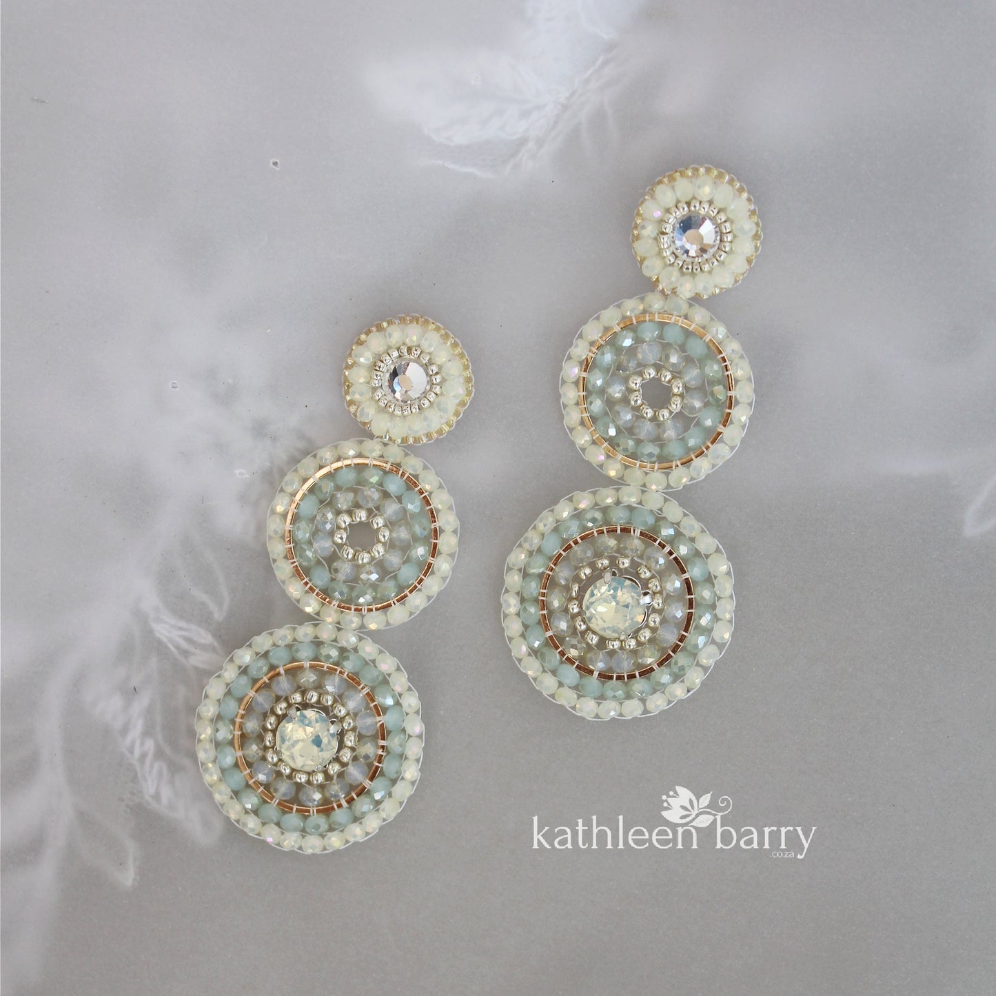 Modern statement chandelier earrings - beaded rings - colors to order