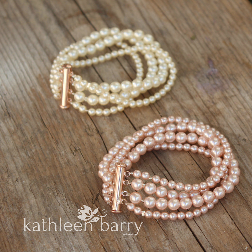 Colleen 4 strand pearl cuff bracelet - assorted color options available