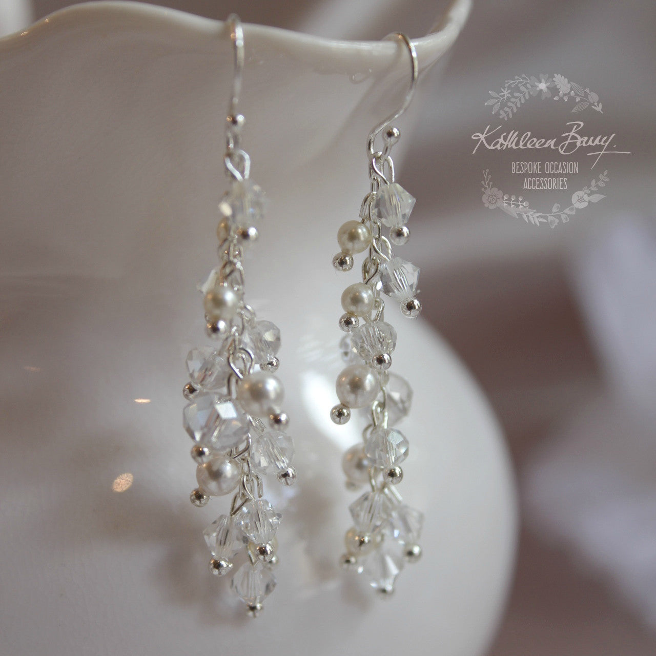 Carole pearl and crystal cluster earrings - Assorted pearl colors and lengths