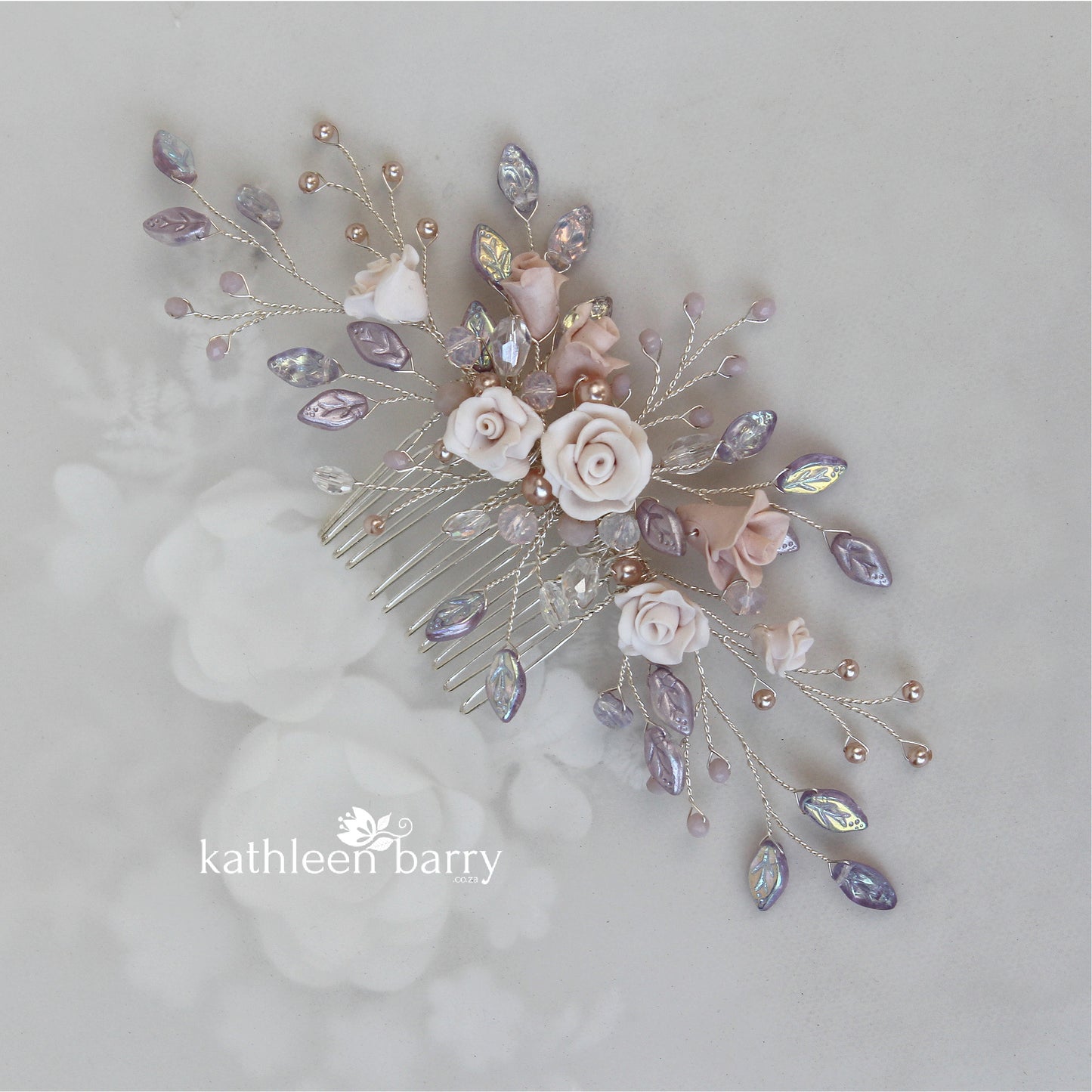 Gardenia statement floral and pearl hairpiece - Custom color options available