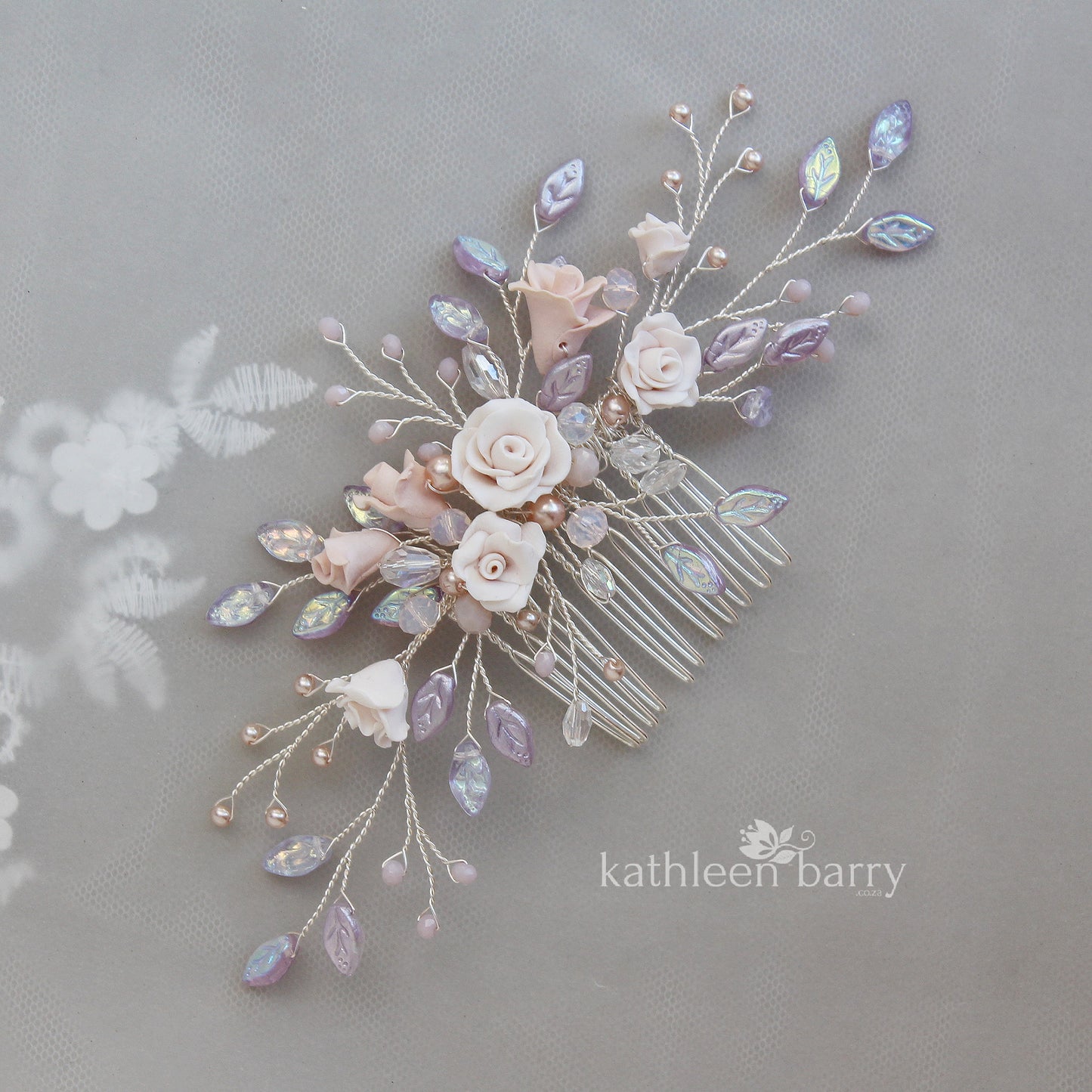 Gardenia statement floral and pearl hairpiece - Custom color options available