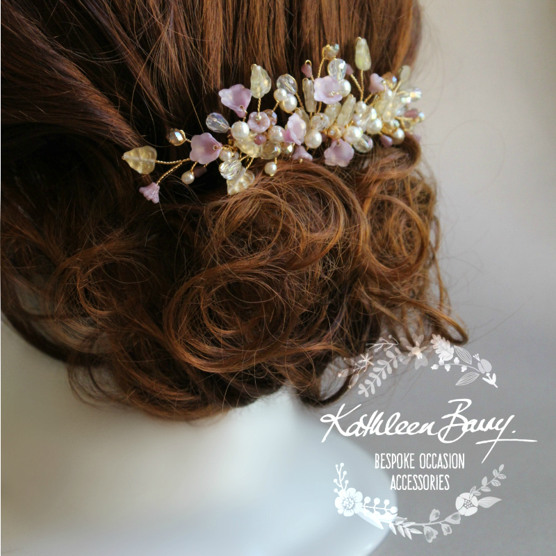 Jackie Bridal Hair Comb Lavender Plum Gold Wedding Accessories