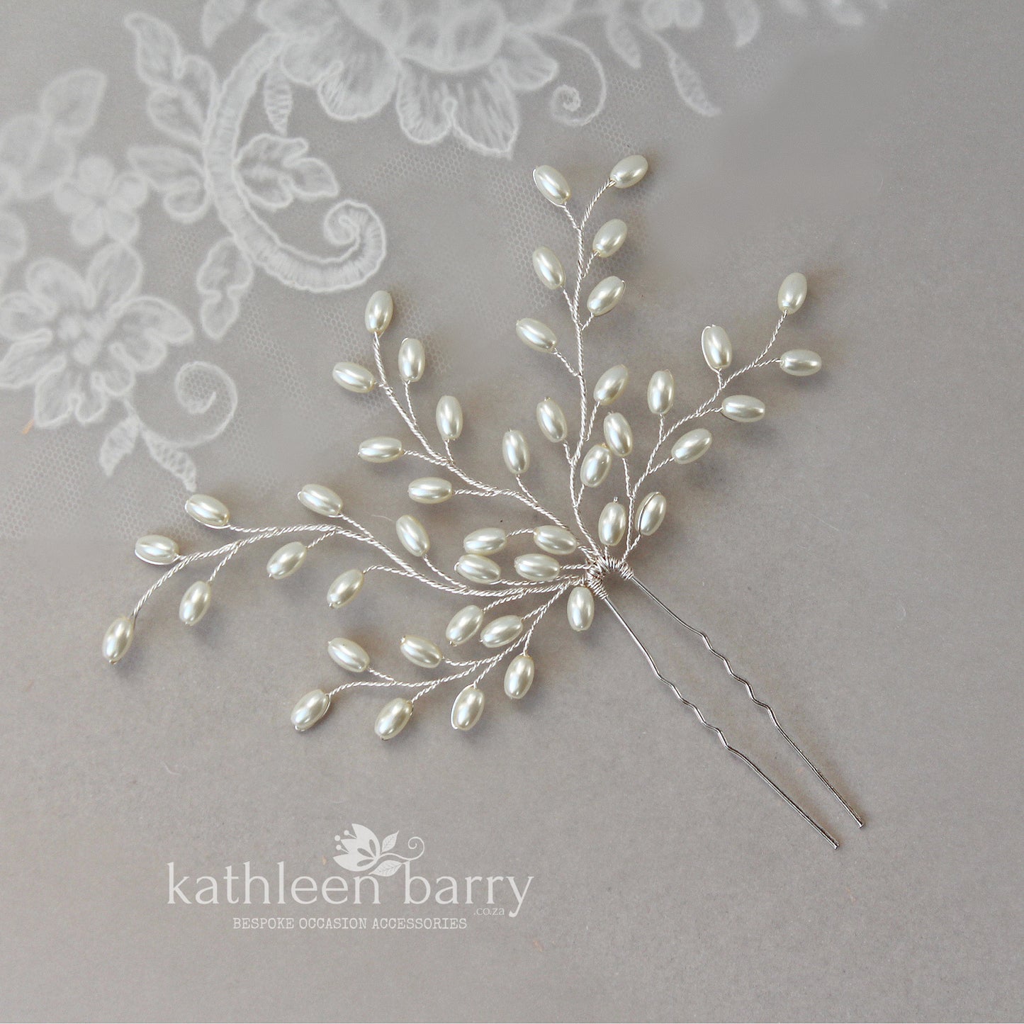 Grace Czech glass pearl Bridal hair pin, gold, rose gold, bright copper or silver finish