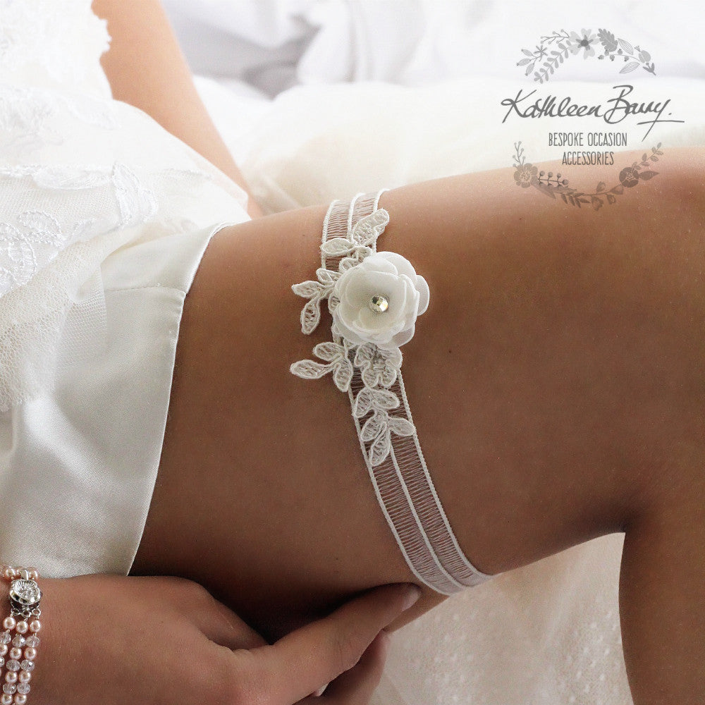 Melanie Garter with flower detail and lace - color options available