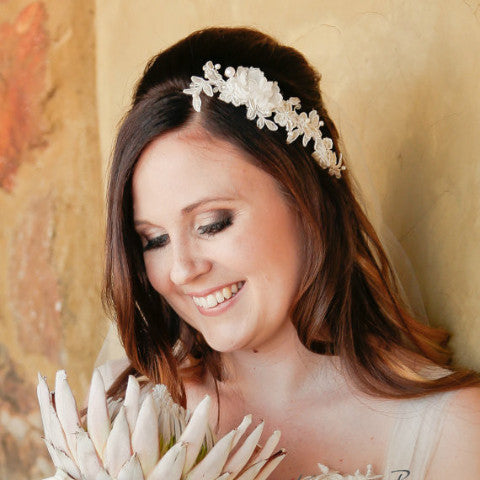 Jean-Marie lace hairpiece Chantilly Lace Bridal hairpiece wedding hair accessory - floral lace wedding hair piece
