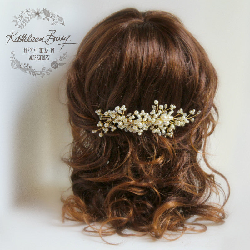 Jelani rose gold or silver Bridal Hair Comb dainty, crystal, pearl - veil comb
