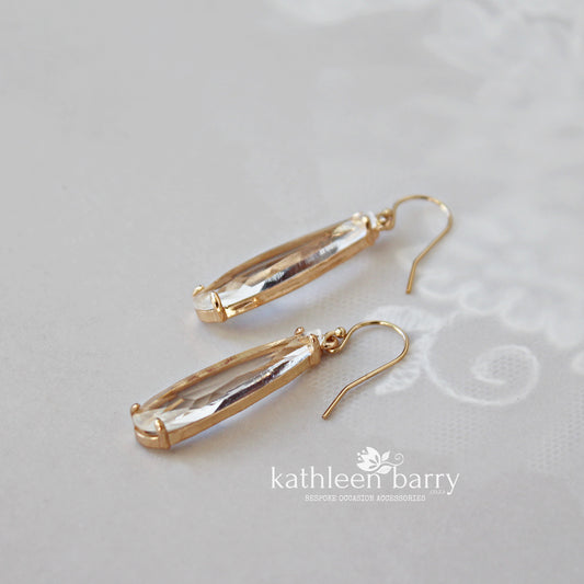 Kendra facetted clear drop gold earring - gold finish only
