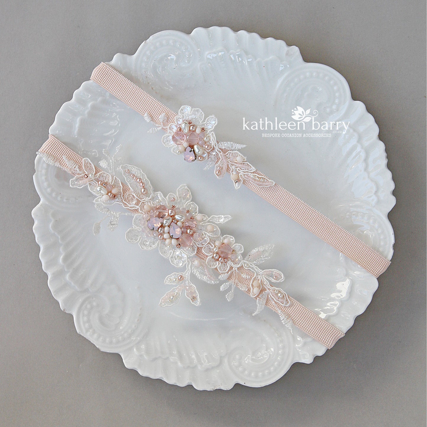 Larissa herloom Lacel garter set of two or individually - Opalescent Rhinestone, crystal and pearl FROM