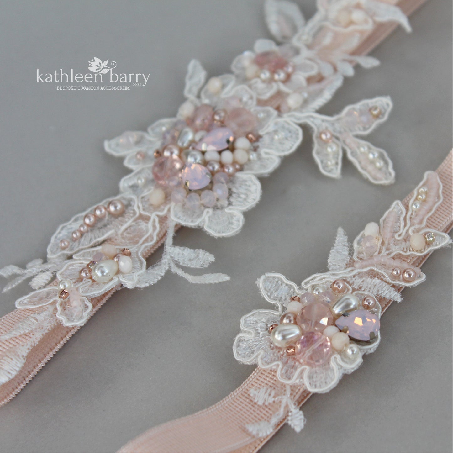 Larissa herloom Lacel garter set of two or individually - Opalescent Rhinestone, crystal and pearl FROM