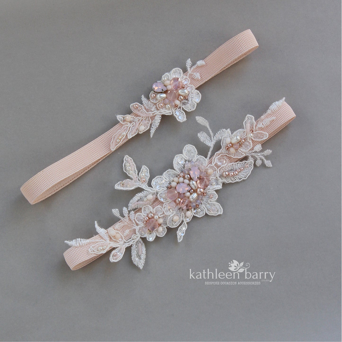 Larissa herloom Lacel garter set of two or individually - Opalescent Rhinestone, crystal and pearl FROM