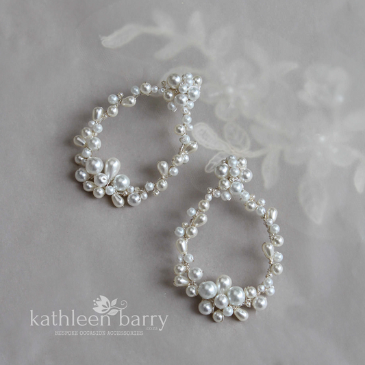 Lelani pearl hoop statement earrings available in White or ivory pearls