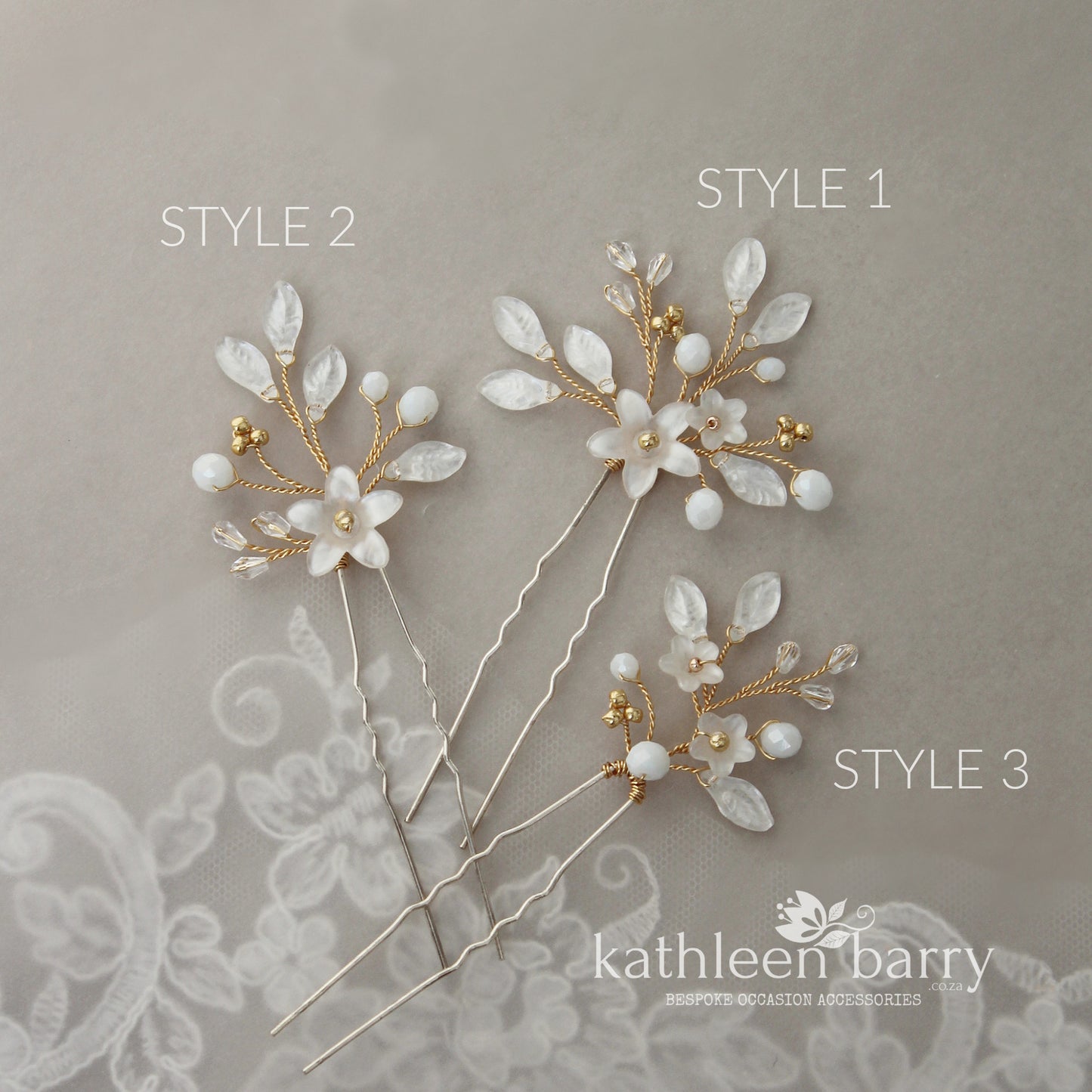 Lynette hair pins mix and match - 3 styles - Rose gold, Gold or silver FROM: