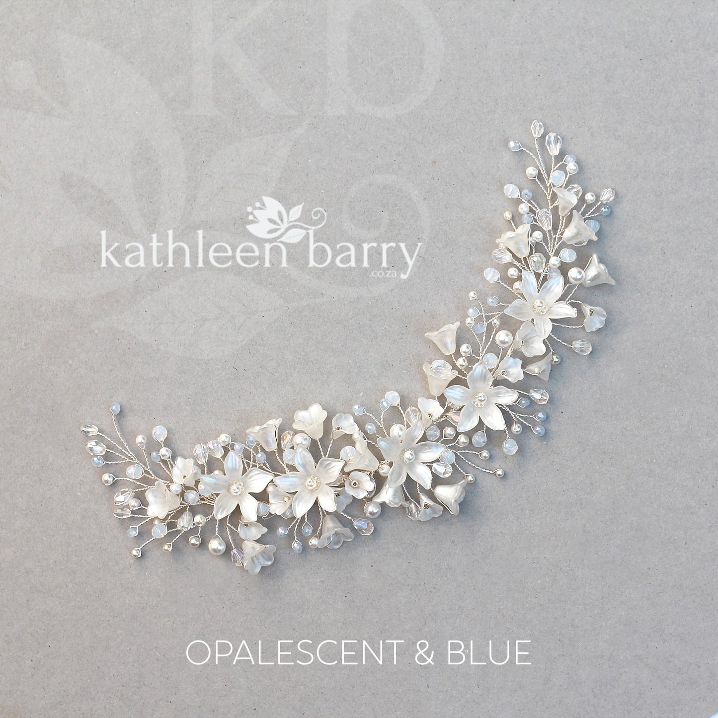 Monica floral crystal and pearl vine style hairpiece - Rose gold, gold or silver