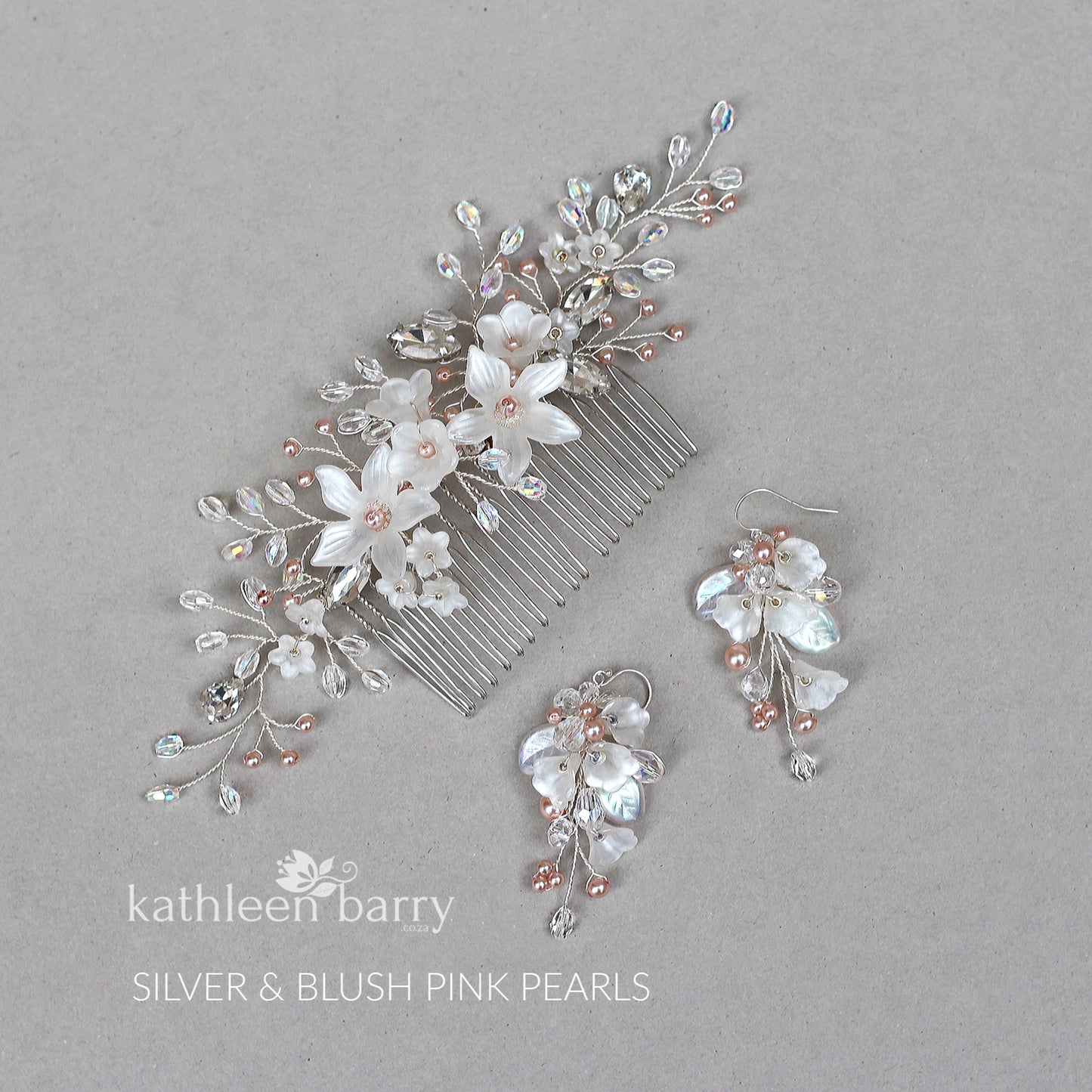 Natalia Floral Spray Crystal, Pearl & Rhinestone Comb - Color options available