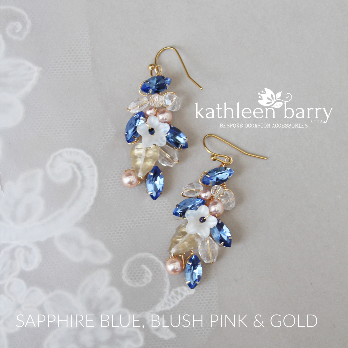 Noa Rhinestone floral earrings - custom colors available - Statement earrings