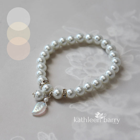 Silver and pearl bracelets Bride or Bridesmaid gift available in White, Ivory/cream or blush pink