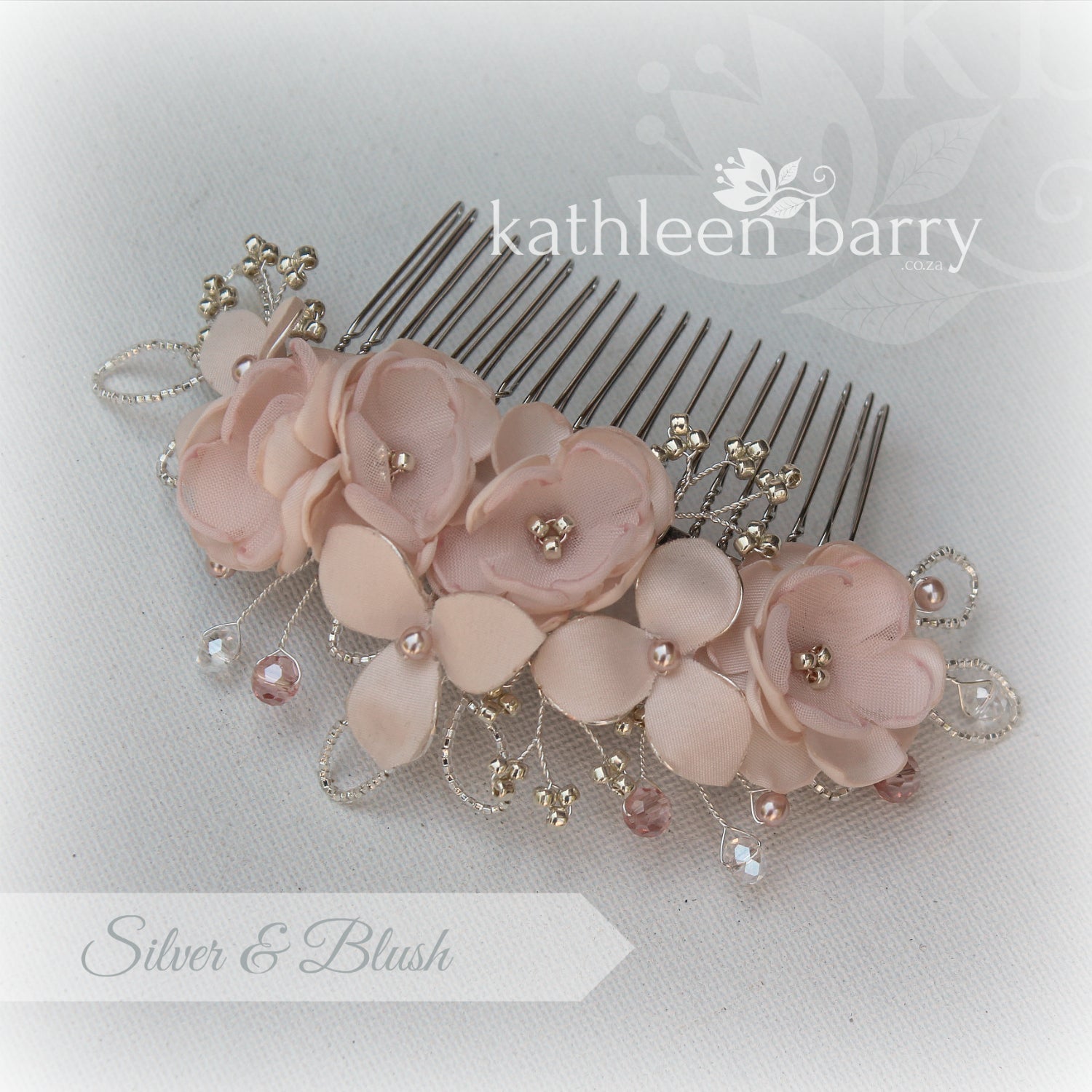 rose gold blush pink veil comb flower hairpiece online