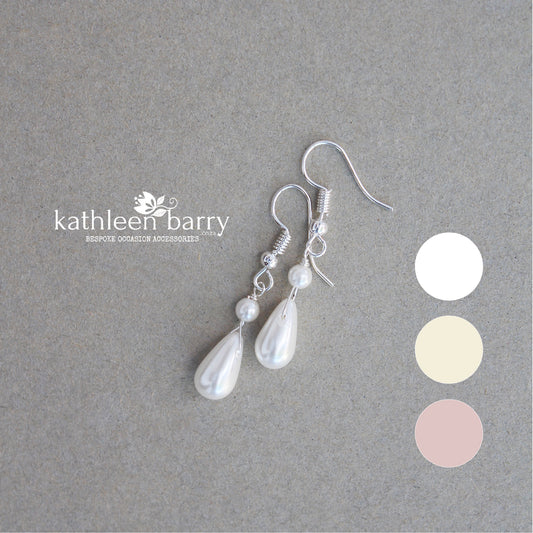 Jaclyn dainty pearl drop earrings - available in 3 pearl colors, rose gold, gold or silver finish