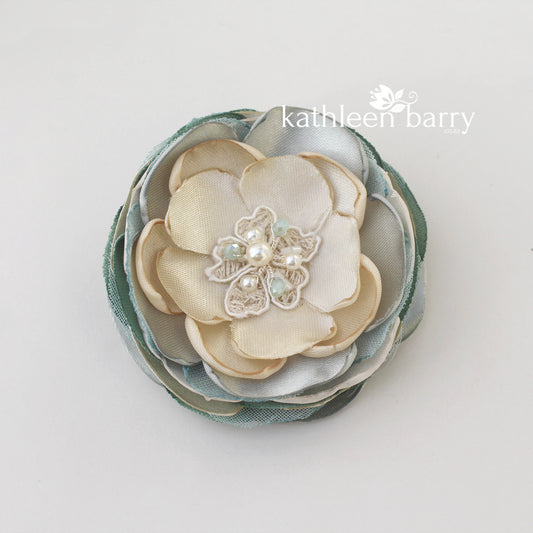 Sage green hair flower or brooch - Bride, flower girl, bridesmaid, mother of the bride or groom gifts