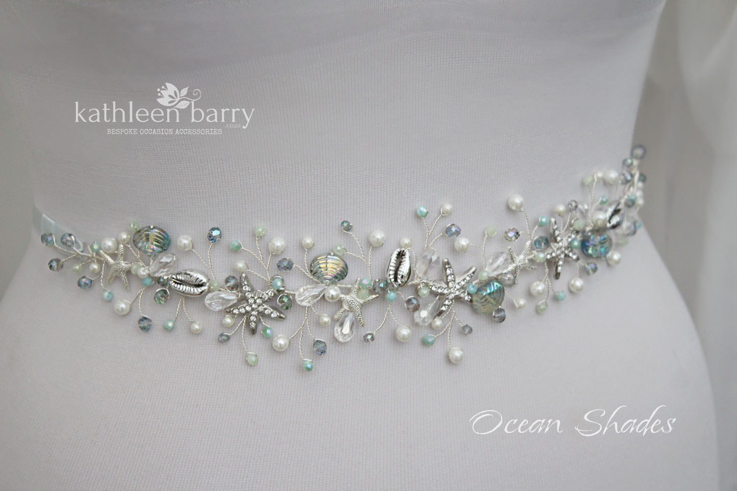 Ariel Starfish & shell wedding dress sash belt - color options available
