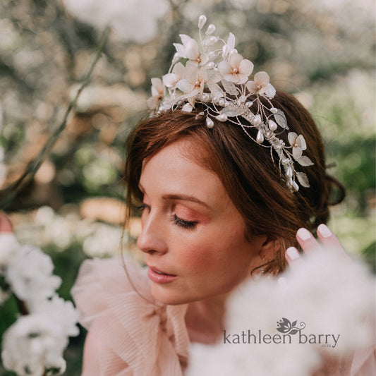 statement bridal hair crown wedding tiara flower headpiece