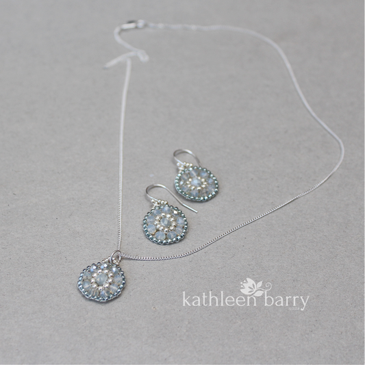 Dainty mandala earrings - seafoam and silver - Colors to order - Limited edition