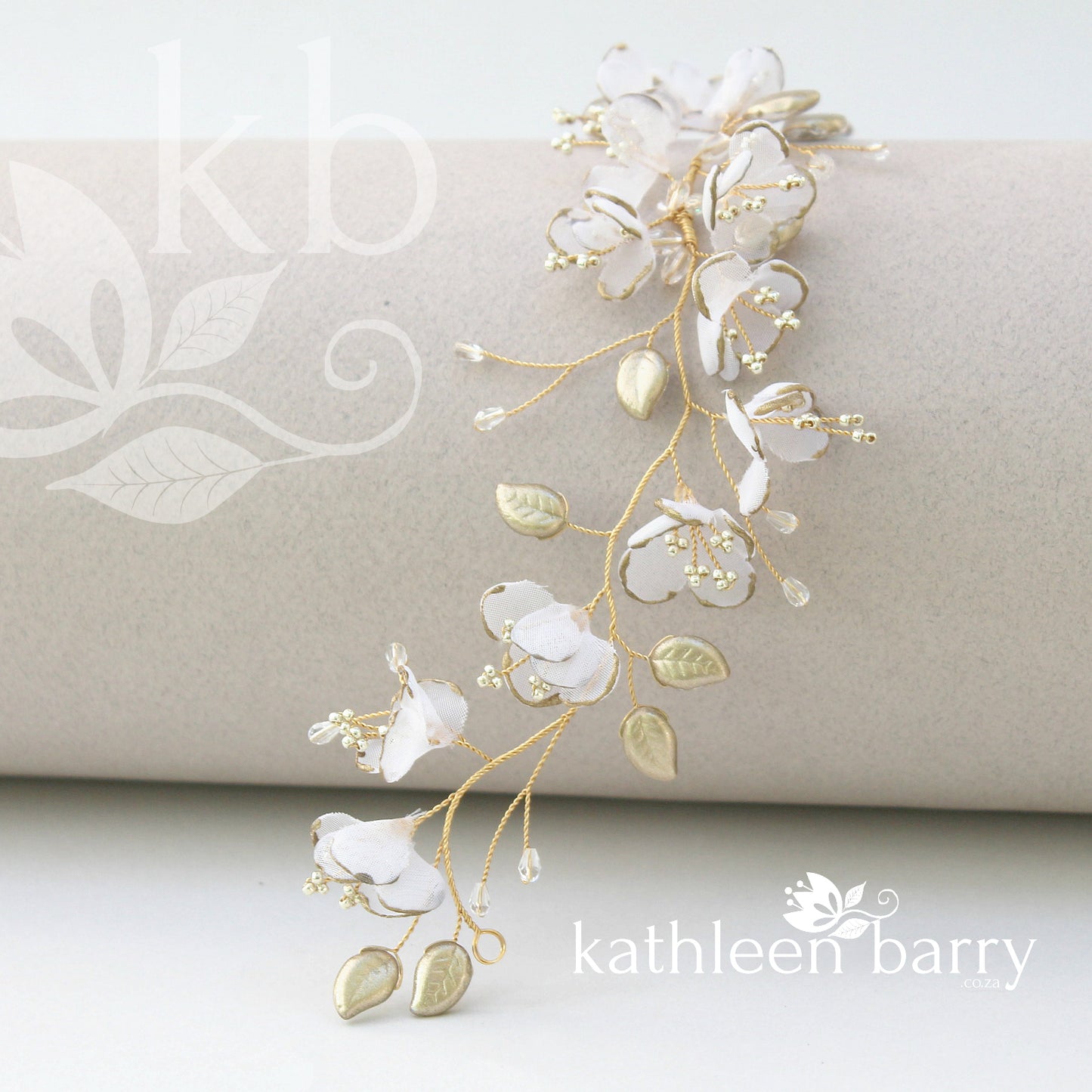 Vikki Laurel style flower wreath- Ivory and rose gold (custom options available)