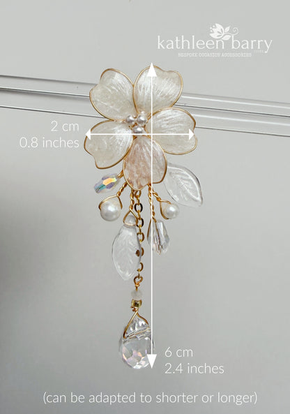 Angelica Translucent Flower Dangle Earrings | Custom Colour Bridal Earrings