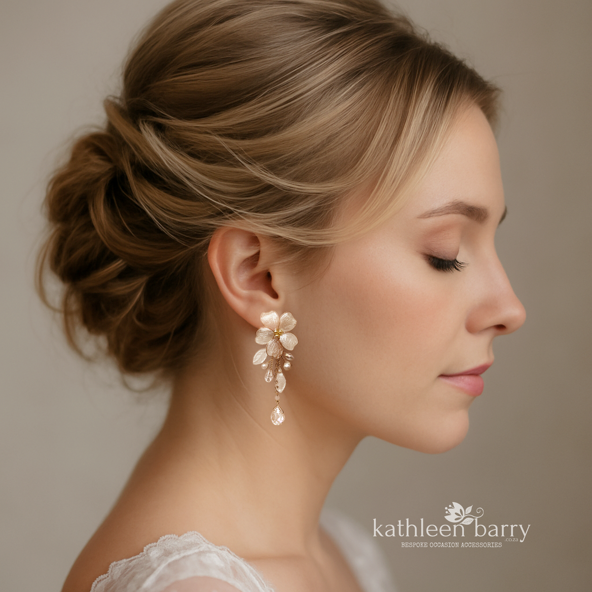 Angelica Translucent Flower Dangle Earrings | Custom Colour Bridal Earrings