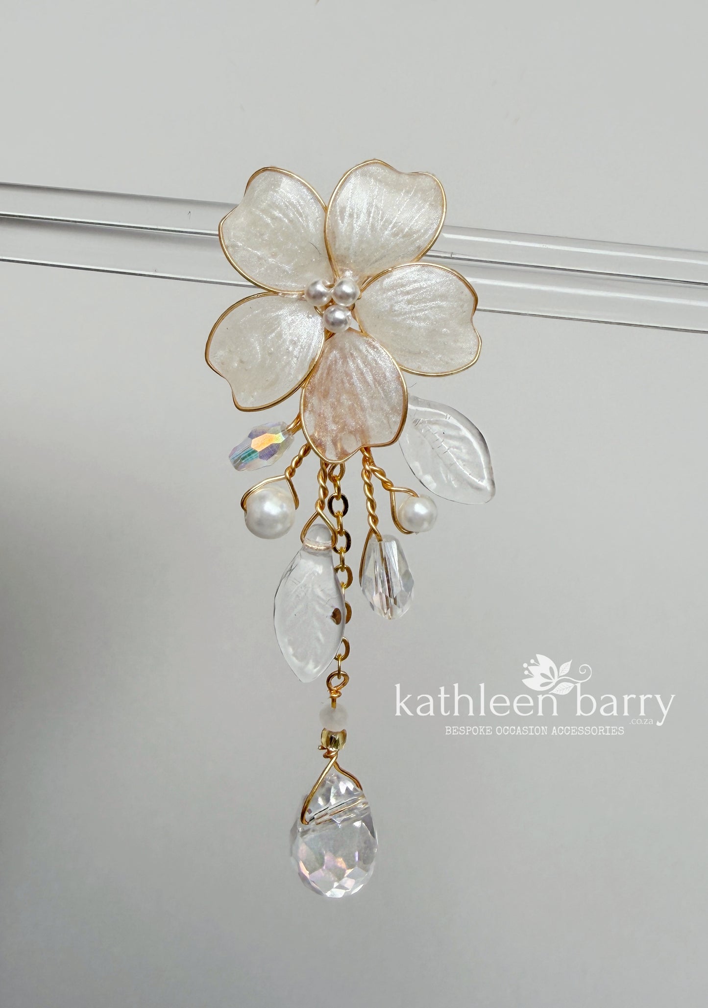 Angelica Translucent Flower Dangle Earrings | Custom Colour Bridal Earrings