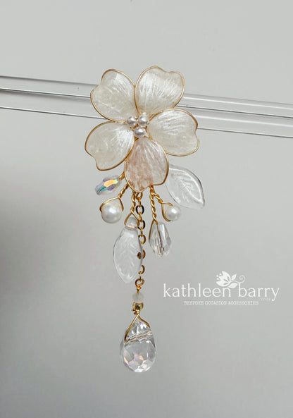 Angelica Translucent Flower Dangle Earrings | Custom Colour Bridal Earrings