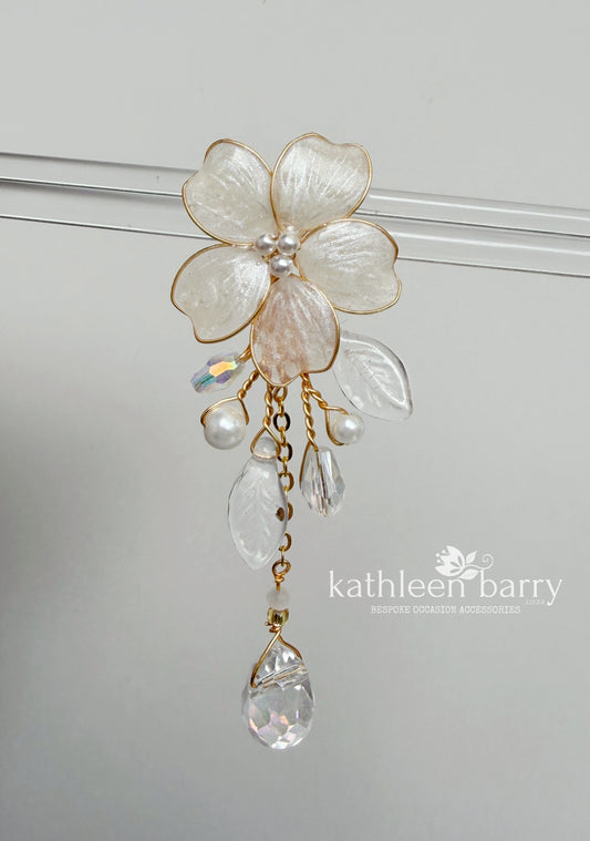 Angelica Translucent Flower Dangle Earrings | Custom Colour Bridal Earrings