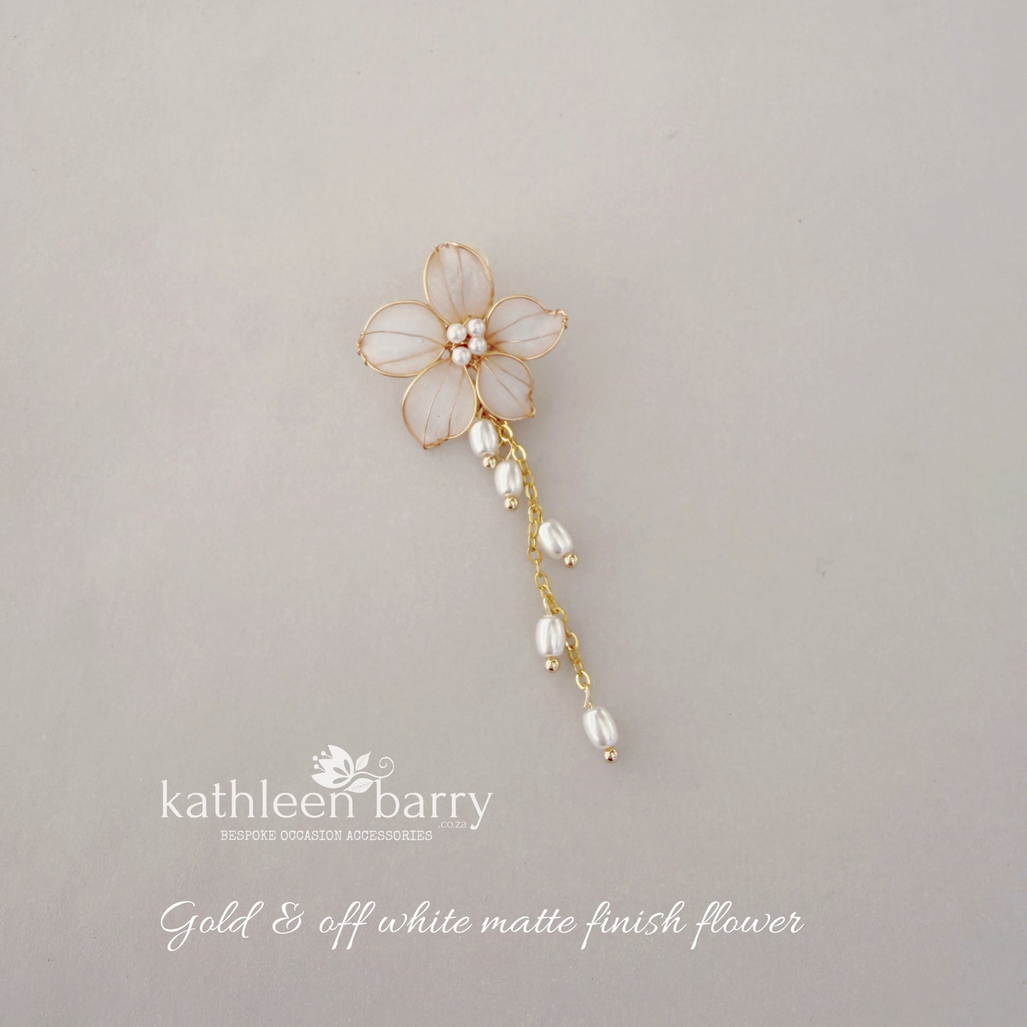 Bev resin flower chain drop wedding earrings floral bridal earrings gold, silver or rose gold - flower colours to order