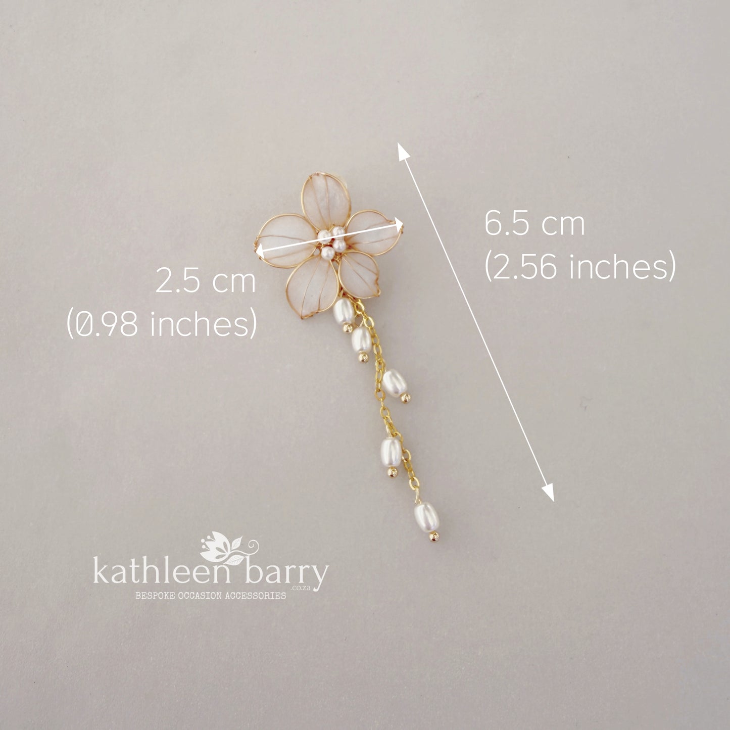 Bev resin flower chain drop wedding earrings floral bridal earrings gold, silver or rose gold - flower colours to order