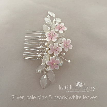 Sakura Cherry Blossom Hair Comb - Gold, silver or rose-gold colors to order wedding hair accessories