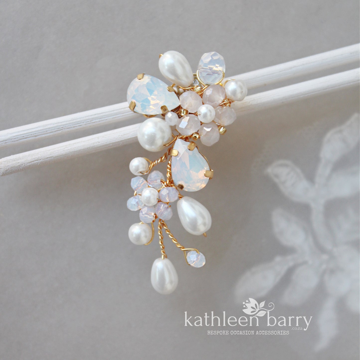 Dainty floral crystal pearl Rhinestone wedding earrings available milky opal & assorted colors and finishes Gold, silver or rose gold STYLE: Bria