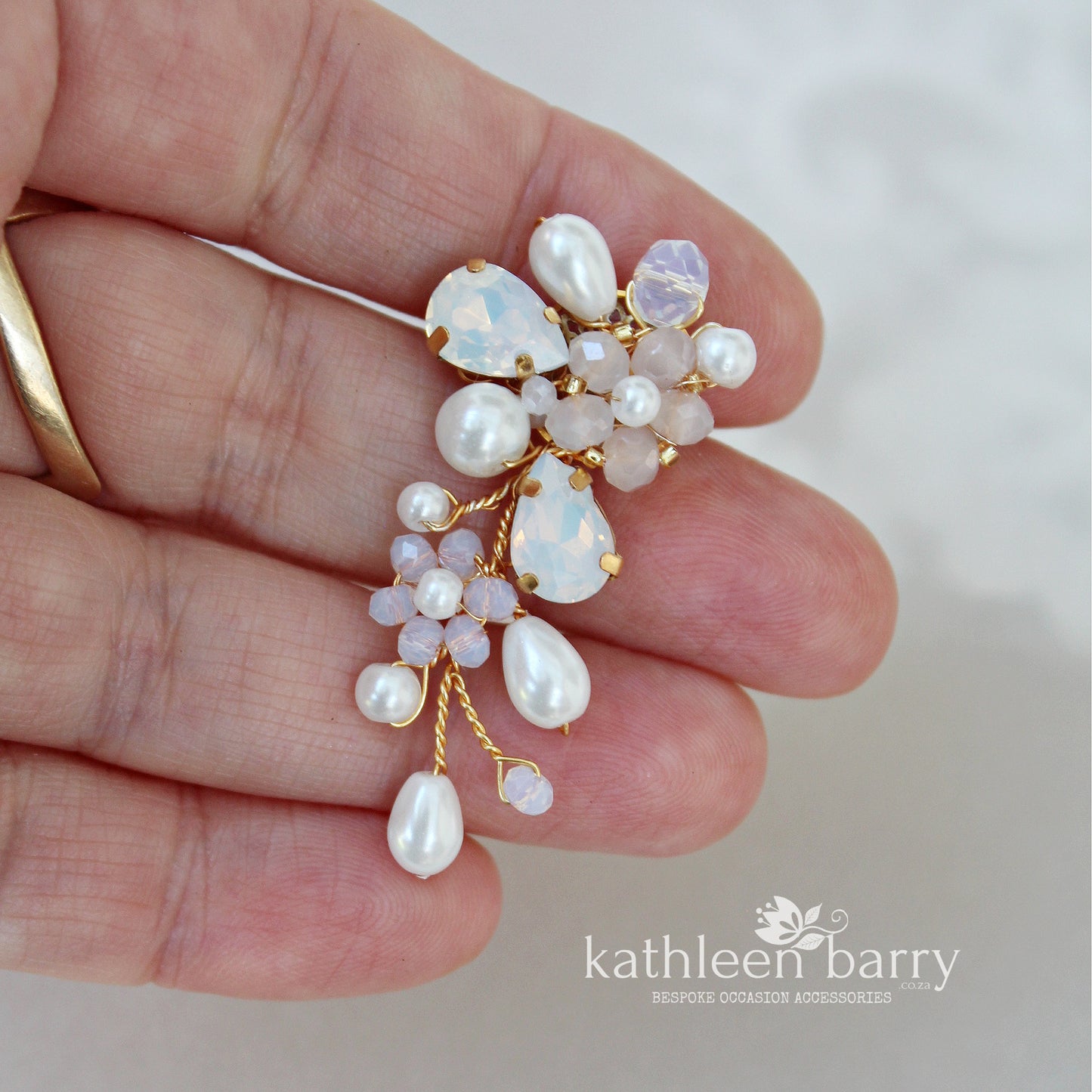Dainty floral crystal pearl Rhinestone wedding earrings available milky opal & assorted colors and finishes Gold, silver or rose gold STYLE: Bria