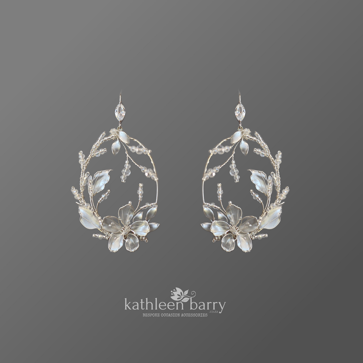 Organic floral leaf statement hoop earrings  - brushed silver, gold (any custom finishes available)