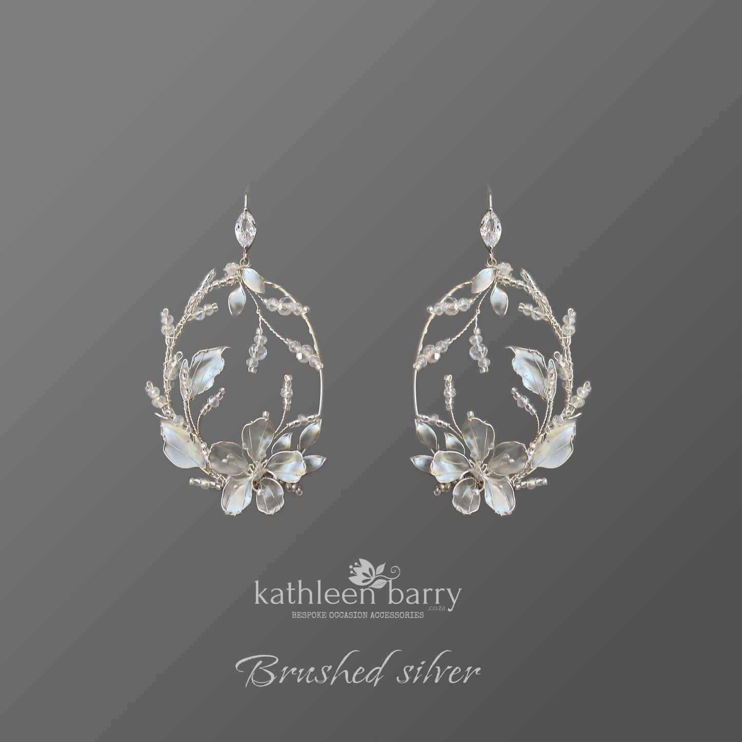 Organic floral leaf statement hoop earrings  - brushed silver, gold (any custom finishes available)