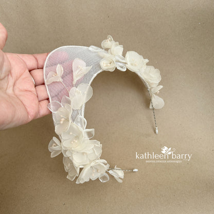 Mesh floral tiara custom order for CaileighJayne - Ivory floral crown