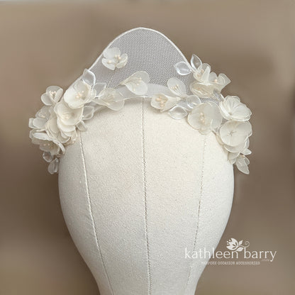 Mesh floral tiara custom order for CaileighJayne - Ivory floral crown