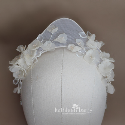 Mesh floral tiara custom order for CaileighJayne - Ivory floral crown