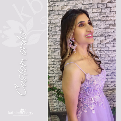 Statement lilac floral hoop earrings - custom colors to order